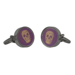 Gothic Skull Grunge Purple Gold Cool Cufflinks