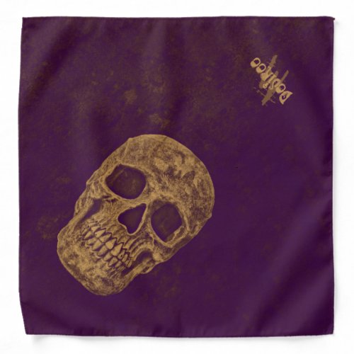 Gothic Skull Grunge Purple Gold Cool Monogram Bandana