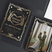 Gothic Skull Hallowedding Retro Wedding Invitation