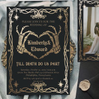 Gothic Skull Hallowedding Retro Wedding Invitation