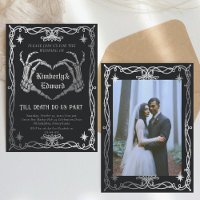 Gothic Skull Hallowedding Retro Wedding Invitation