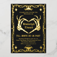 Gothic Skull Hallowedding Retro Wedding Invitation