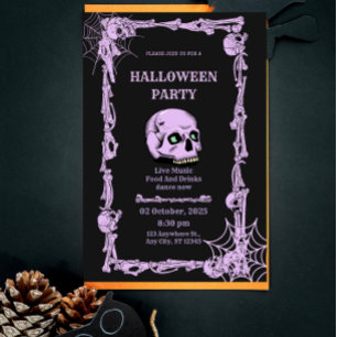 Gothic Skull Halloween Invitation  Dark & Elegant 
