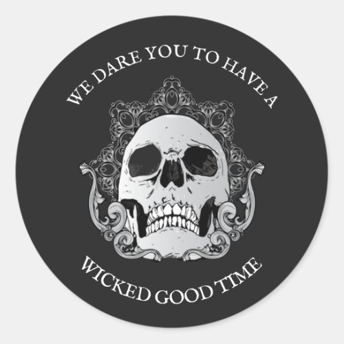 Gothic Skull Halloween Party Classic Round Sticker