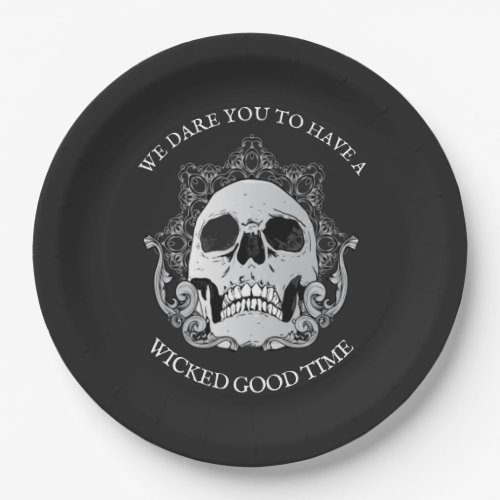 Gothic Skull Halloween Party Paper Plates
