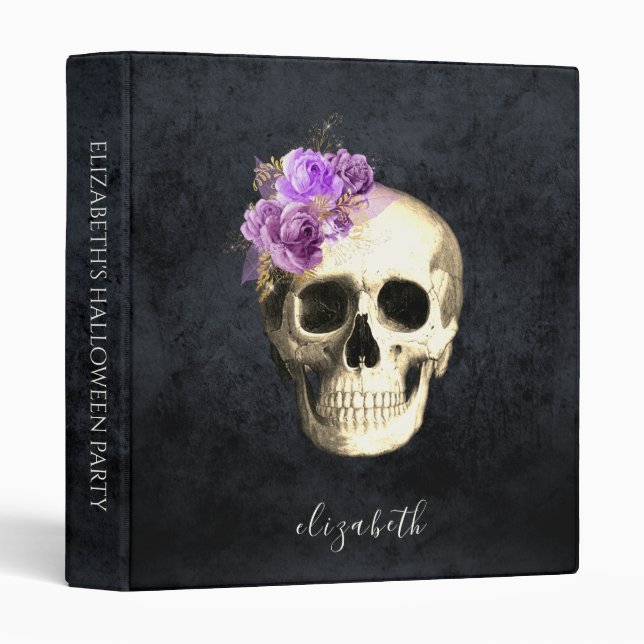 Gothic Skull Halloween Party Personalized   3 Ring Binder (Front/Spine)