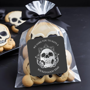 Gothic Skull Halloween Party Square Sticker