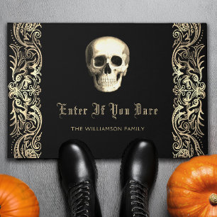 Gothic Skull Halloween Personalized Doormat