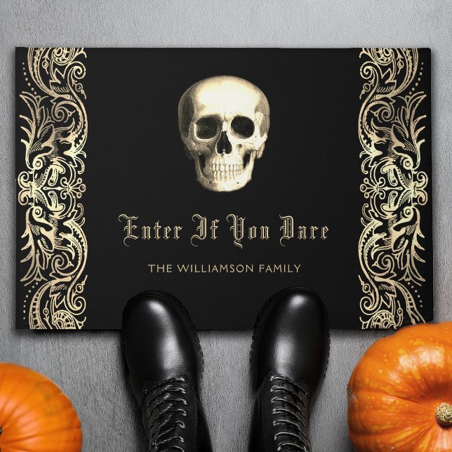 Gothic Skull Halloween Personalized Doormat (Creator Uploaded)