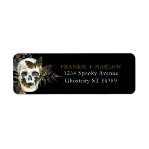 Gothic Skull Halloween Return Address Label