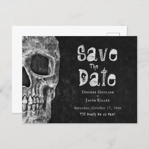 Gothic Skull Halloween Save The Date Announcement Postcard