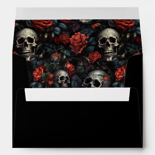 Gothic Skull Halloween Wedding Invitation Envelope (Back (Bottom))