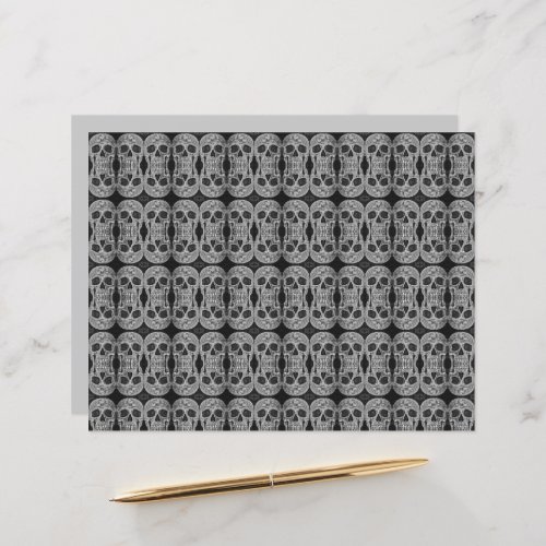 Gothic Skull Head Black And White Abstract Pattern
