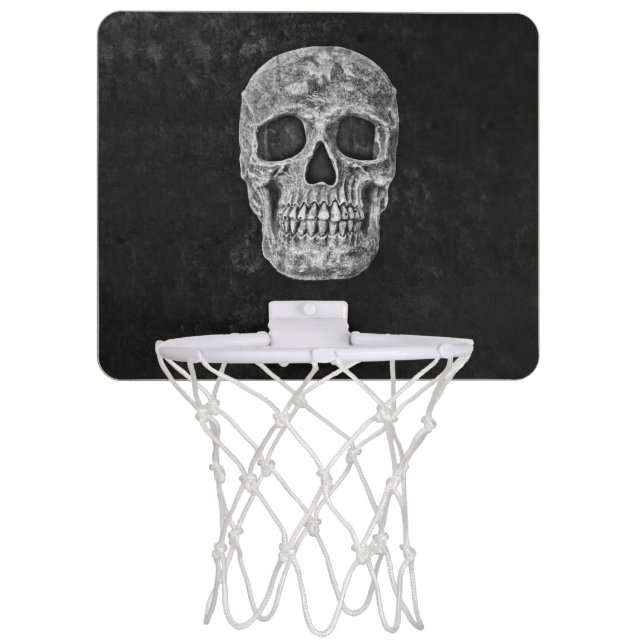 Gothic Skull Head Black And White Cool Mini Basketball Hoop (Front)