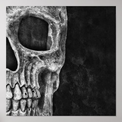 Gothic Skull Head Black And White Cool Poster