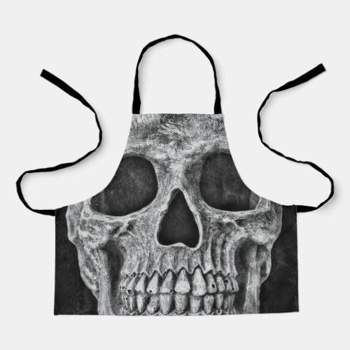 Gothic Skull Head Black And White Cool Texture Apron
