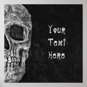 Gothic Skull Head Black And White Custom Poster