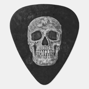 Gothic Skull Head Black And White Grunge Guitar Pick
