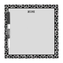 Gothic Skull Head Black And White Negative Cool Dry Erase Board