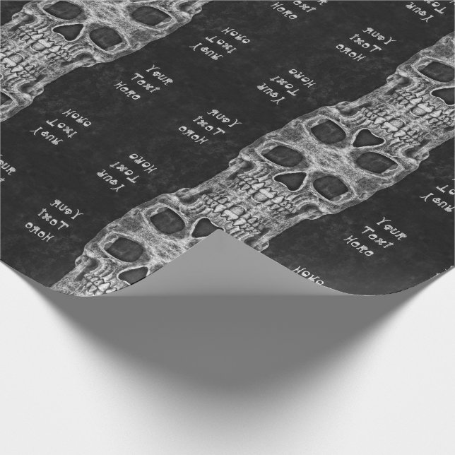 Gothic Skull Head Black And White Pattern Wrapping Paper (Corner)