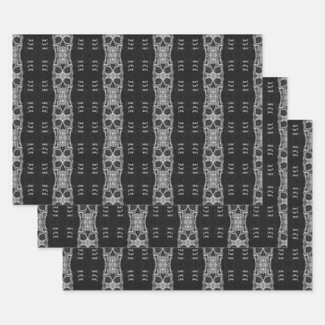 Gothic Skull Head Black And White Pattern Wrapping Paper Sheets (Set)