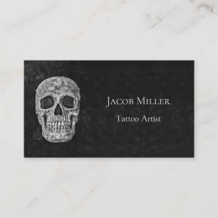 Gothic Skull Head Black And White Tattoo Artist Business Card