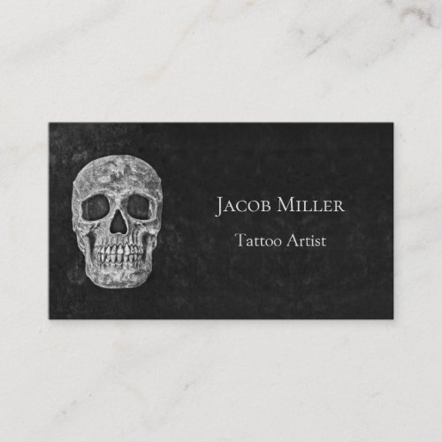 Gothic Skull Head Black And White Tattoo Artist Business Card