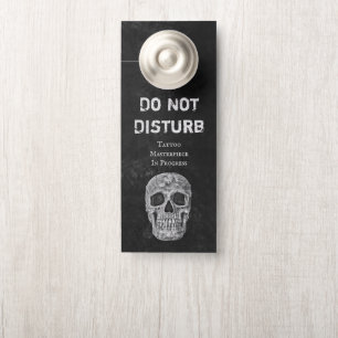 Gothic Skull Head Black And White Tattoo Artist Door Hanger