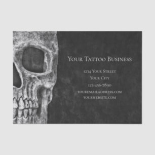 Gothic Skull Head Black And White Tattoo Shop Tissue Paper