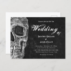 Gothic Skull Head Black Hallowedding Invitation