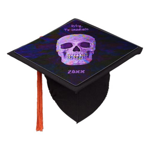 Gothic Skull Head Day Of The Dead Purple Blue Neon Graduation Cap Topper