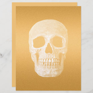 Gothic Skull Head Elegant Gold Metallic