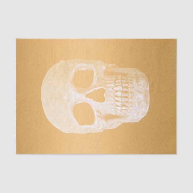 Gothic Skull Head Elegant Gold Metallic Tissue Paper (Front)