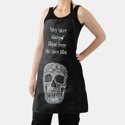 Gothic Skull Head Funny Black White Texture Design Apron