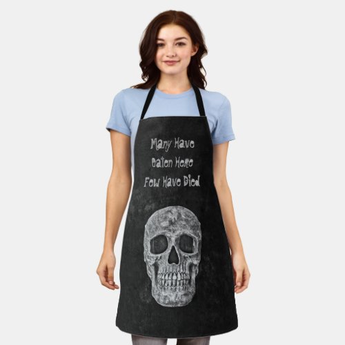 Gothic Skull Head Funny Black White Texture Grunge Apron