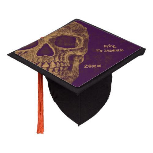 Gothic Skull Head Grunge Gold Purple Cool Graduation Cap Topper