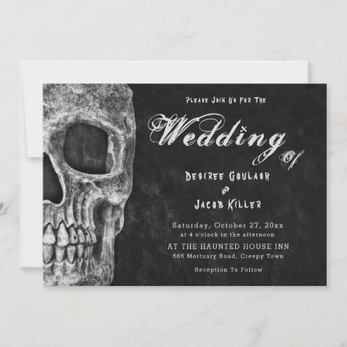 Gothic Skull Head Hallowedding Announcement