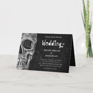 Gothic Skull Head Halloween Wedding Invitation
