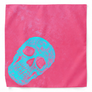 Gothic Skull Head Hot Pink Colorful Pop Art Bandana