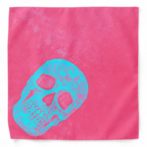 Gothic Skull Head Hot Pink Colorful Pop Art Bandana