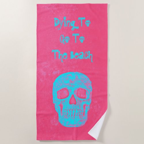 Gothic Skull Head Hot Pink Colorful Pop Art Beach Towel