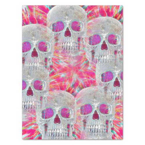 Gothic Skull Head Pink Colorful Girly Pop Art Tissue Paper