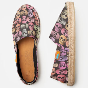 Gothic Skull Head Pop Art Pink Green Pattern Espadrilles