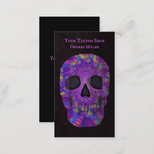 Gothic Skull Head Purple Abstract Pop Art Business Card