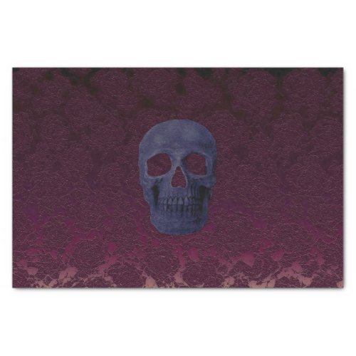 Gothic Skull Head Purple Burgundy Vintage Floral Tissue Paper