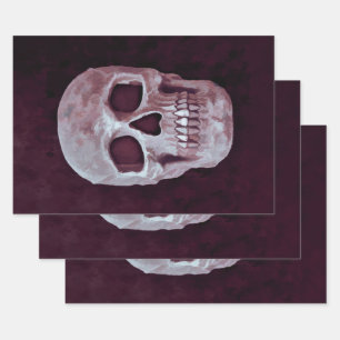 Gothic Skull Head Purple Cool Spooky Design Wrapping Paper Sheets