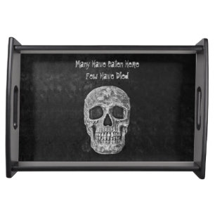 Gothic Skull Head Texture Grunge Black And White Serving Tray