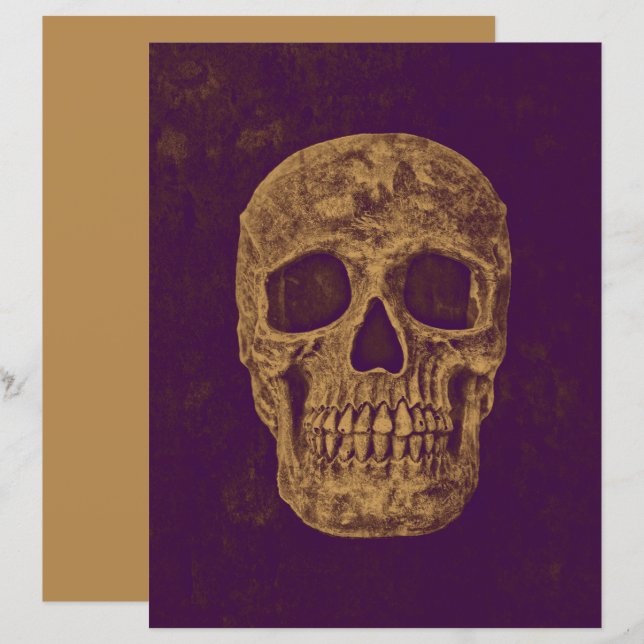 Gothic Skull Head Vintage Purple Gold Decoupage (Front/Back)