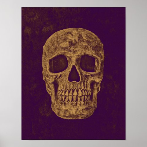 Gothic Skull Head Vintage Purple Gold Decoupage Poster