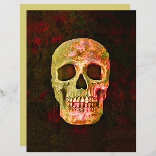 Gothic Skull Head Vintage Red Green Texture